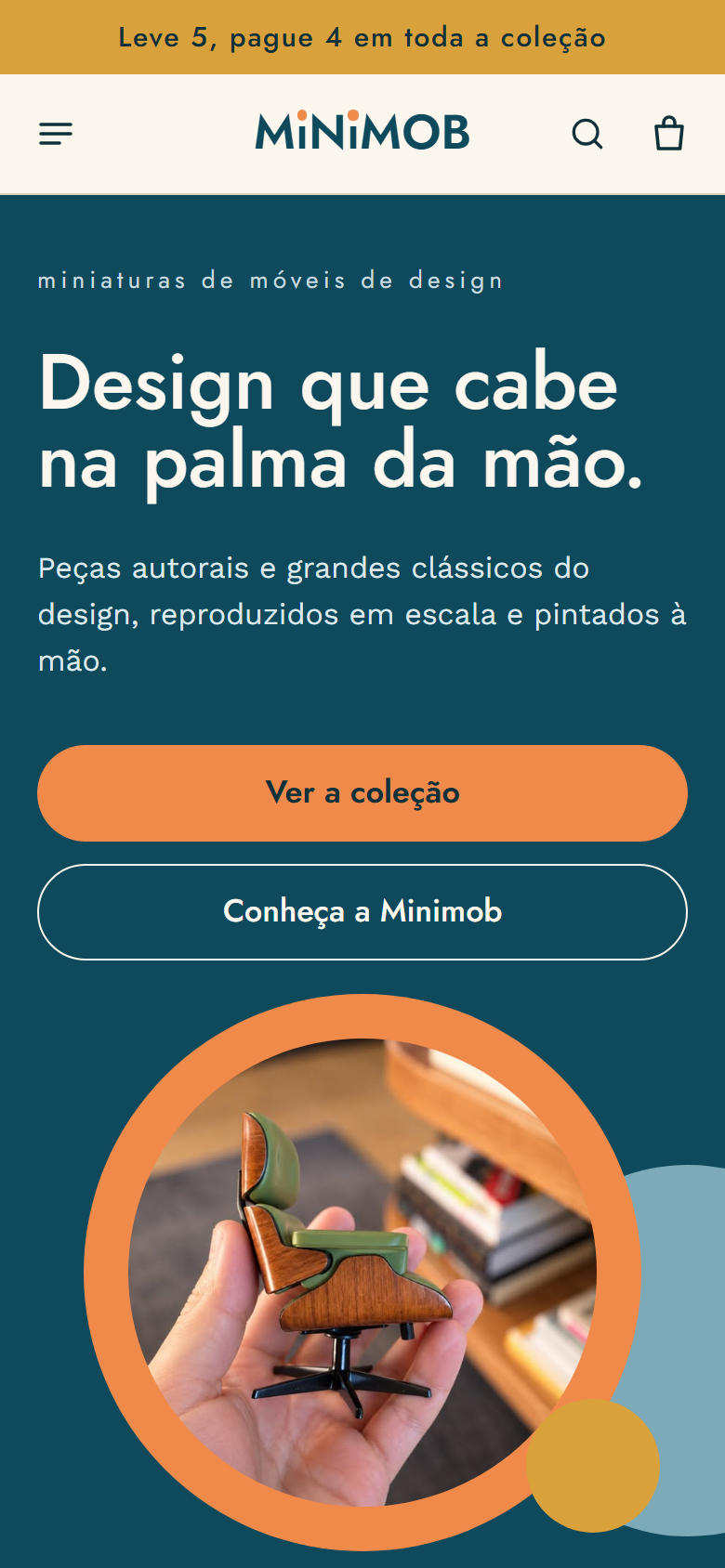 A mesma loja Minimob aberta no celular.
